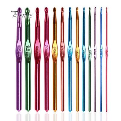 Juego de tejido de punto con mango para manualidades, ganchos de agujas de ganchillo de aleación de aluminio de 2mm-10mm