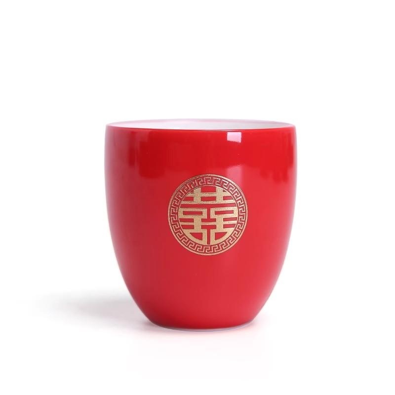 New Chinese Wedding Tea Set Red Ceramic Gifts for Couple Traditional Marriage Ceremony Tea Cups Bridegroom Bride Accessories