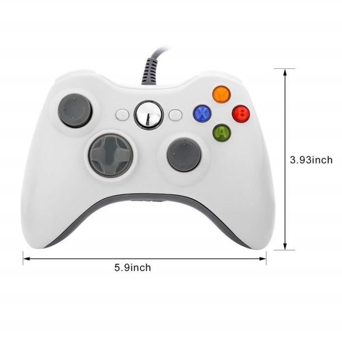 Gamepad - Microsoft - Xbox 360 - Filaire - Blanc - Ergonomique
