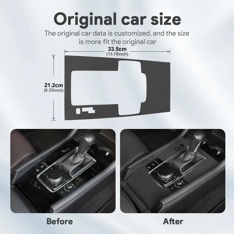 Oberes Wildleder-Zierleisten-Aufkleber LHD RHD für Mazda 3 Axela 2024 2025 Auto Mittelkonsole Schalthebel-Panel