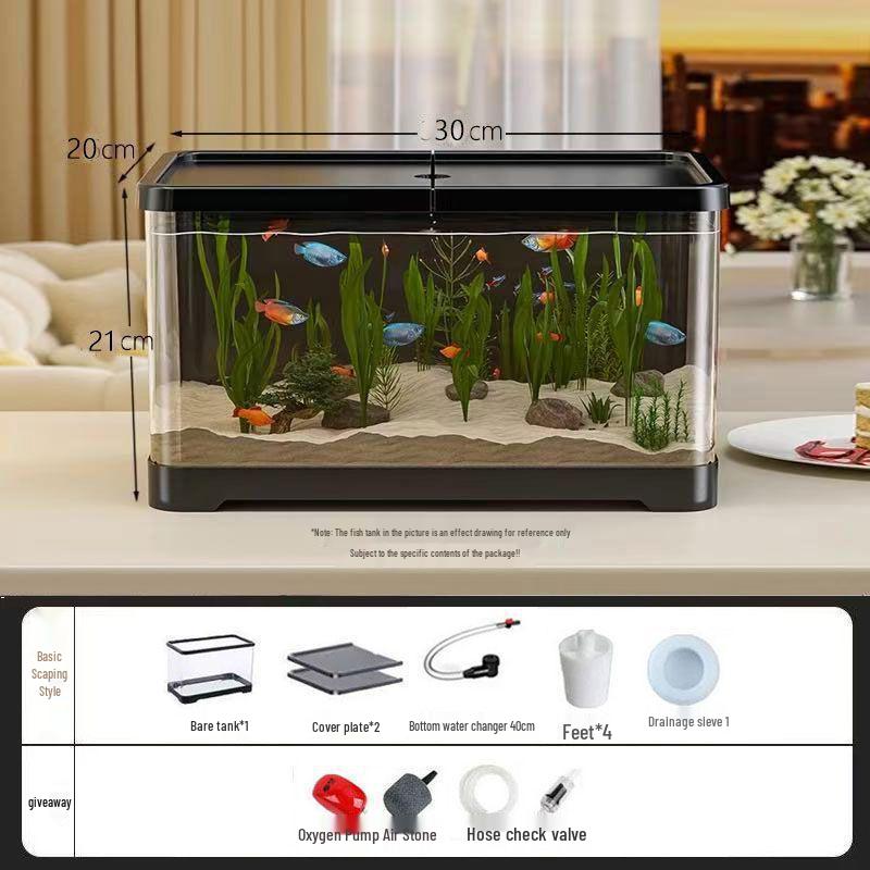 2025 Eco-Friendly Acrylic Fish & Turtle Tank with Drainage and Lid for Living Room