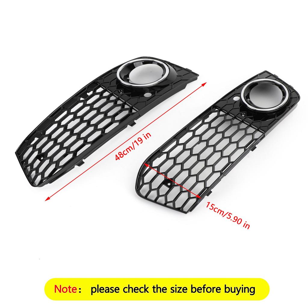 Pair Honeycomb Mesh Fog Light Open Vent Grill Intake 8KD807682 8KD807681 Fit for A4 B8 2009-2012
