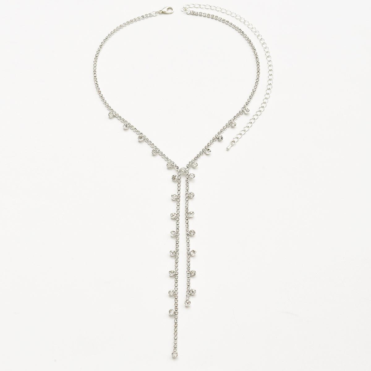 Simple Necklace, Rhinestone Tassel Light Luxury Personalized Long Necklace, Simple Tassel Niche Necklace