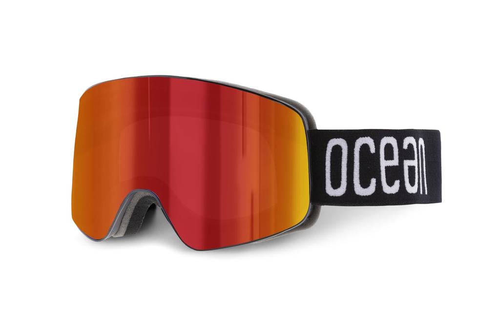 Ocean PARBAT Hiking Dual UV Black REVO Goggles, Unisex, Lens, Protection, Anti-Fog, Scratch-Resistant, (Red Lens), OCN-YH6201-1 [Authentic]
