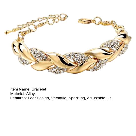 Leaves Bracelet Rhinestone Inlaid Bracelet Sparkling Leaf Design Link Bracelet Women Jewelry for Parties Dates Gift Ideas