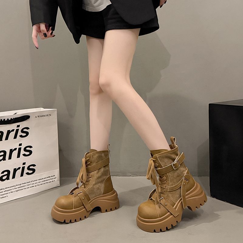 

Модные ботинки Мартин женские новые летне-осенние ретро красивые маленькие на толстой подошве жареные уличные короткие ботинки 40 жёлтый