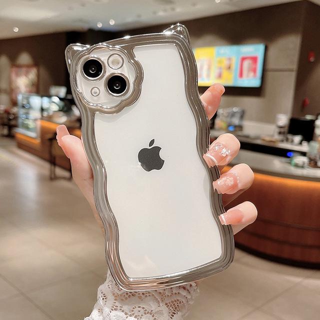 

Покрытие милый 3d кошачьи уши волна прозрачный чехол для телефона для Iphone 13 11 12 Pro Max Xs Max Xr X прозрачный противоударный мягкий чехол For iPhone 13Pro