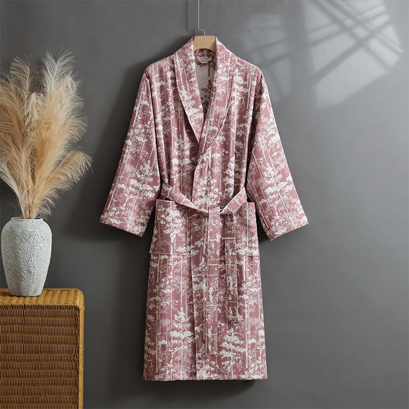 Bademantel aus reinem Baumwoll-Jacquard: Saugfähiger, Schnelltrocknender Yukata für Paare - Klasse A Frühling/Herbst Loungewear