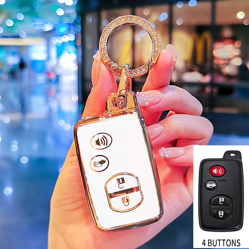 3 4-Tasten Auto-Schlüsselhülle Für Toyota Prius 30 Alpha Aqua Land Cruiser Auris Für Lexus Lc 200 Schlüsselabdeckung Halter Fernbedienung 2012 - 2014 white