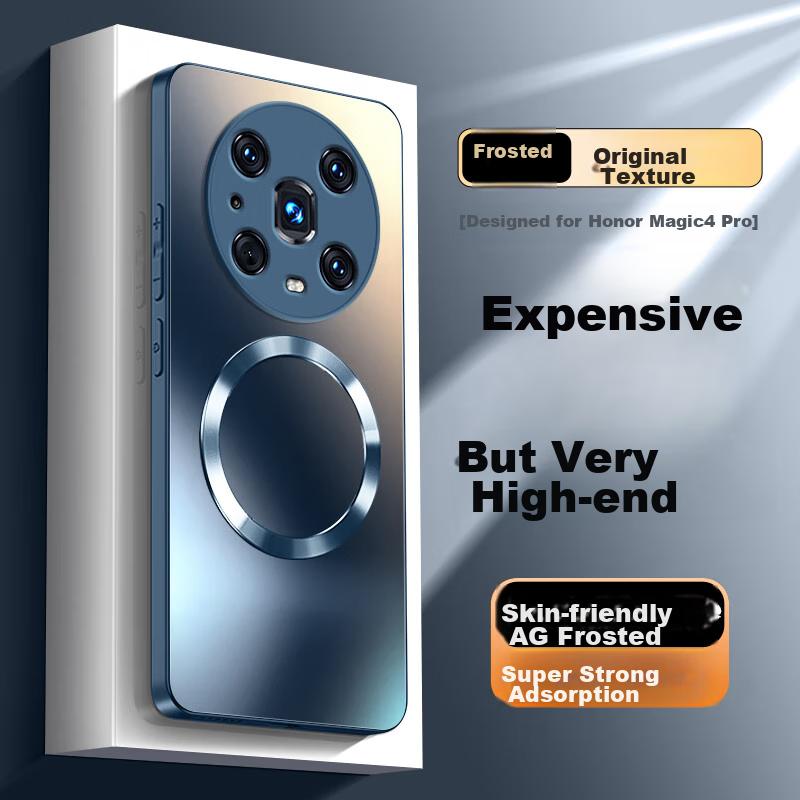 Custodia per Telefono per Honor Magic4 Pro, Cover Protettiva per Magic4 Pro con Ricarica Magnetica, Custodia Ultra-Sottile Satinata a Protezione Totale Anti-Caduta, Blu Zaffiro