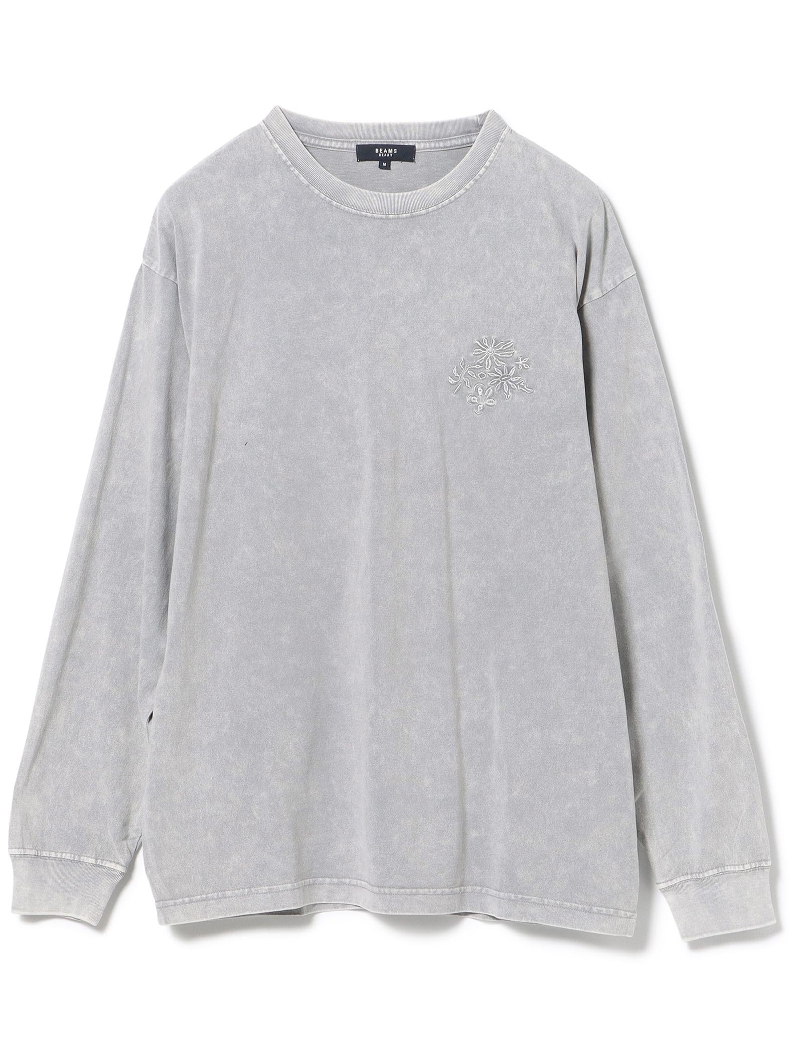 

Beams Heart Men s Long Sleeve Floral Embroidered T-Shirt, Gray, Size L