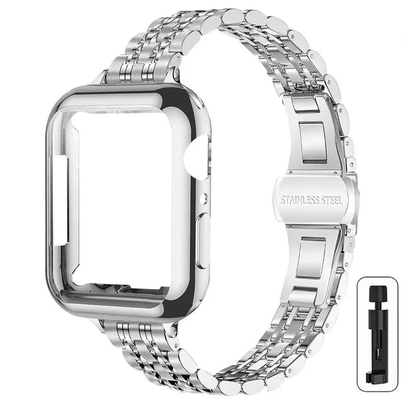 Metallarmband+Gehäuse für Apple Watch Ultra2 Armband 49mm 42mm 41mm 45mm 40mm 44mm Abdeckung Stahlarmband Für Iwatch Serie 9 8 7 6 SE 5 4