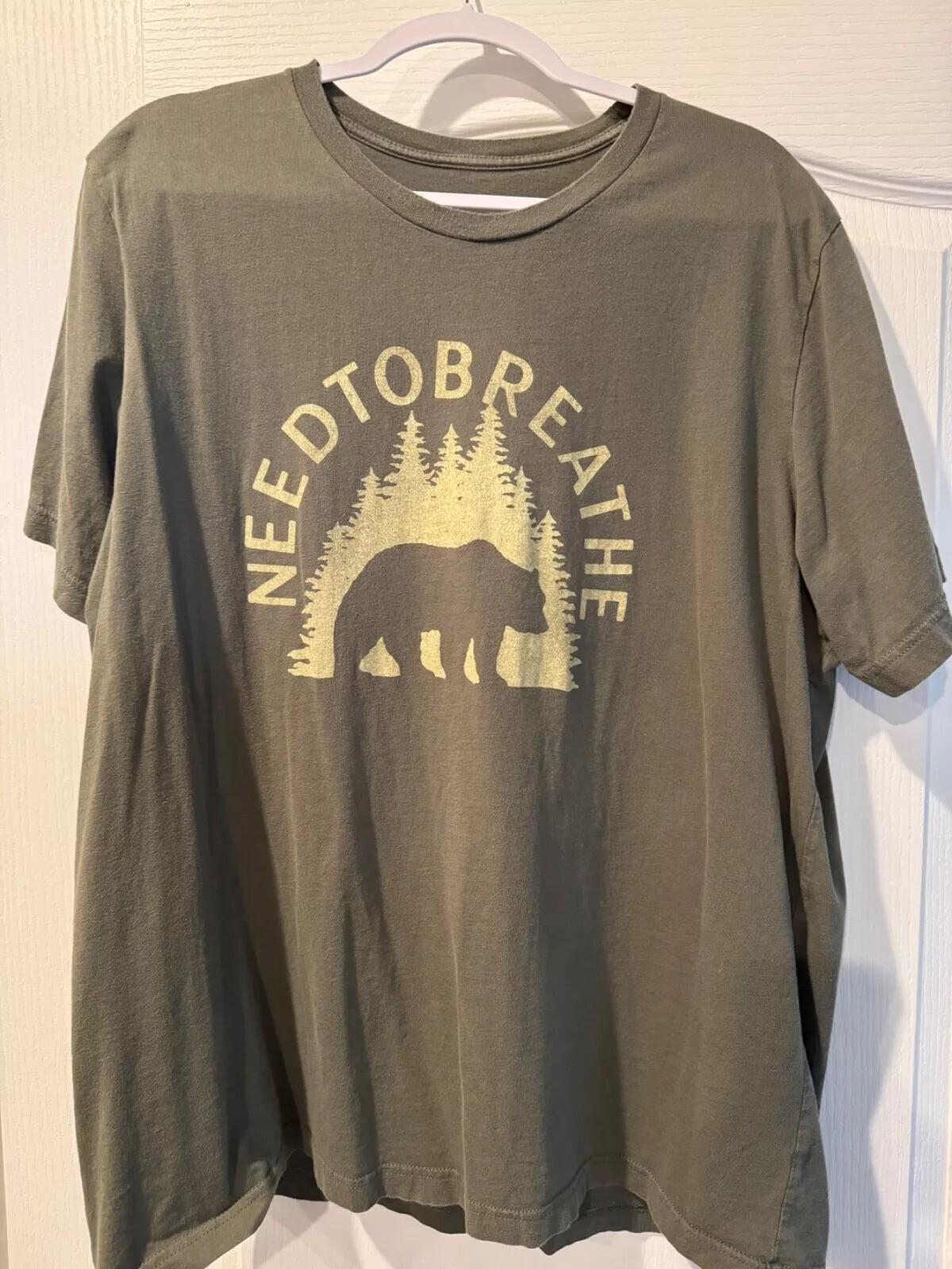 NeedtoBreathe Shirt Green BEAR IN WOODS Band Concert Tee XXL