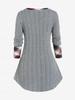 Maglietta a maglia a trecce con motivo scozzese misto Rosegal Plus Size