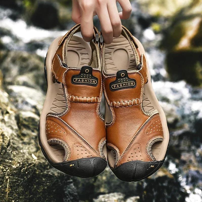 Men's Beach Sandals Man  Men's Summer Sandal Casual Sneakers Genuine Slippers Brand Luxury Sandals Crox Style Men's slippers