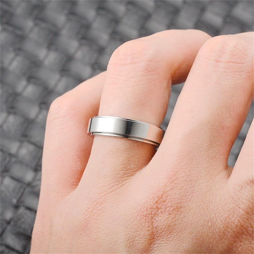 Angst Fidget Spinner Edelstahl Schwarze Ringe Einfacher Titanstahlring für Männer Frauen Hohe Qualität Anti-Stress-Schmuck