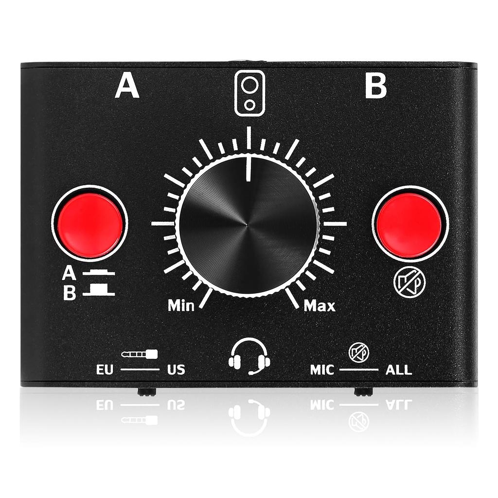 Nobsound MC1024-BOX 2-Way Audio Switcher with A/B Selector: Mini One-Key Mute and Volume Control, 3.5mm Stereo for PC/Game Consoles