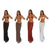 3Pcs/Set Women Swimsuit Set Chest Pad No Underwire Bandeau Bra Dot Print Swimming Briefs Set with Split Skirt Sexy Woven Beach Bikini Set