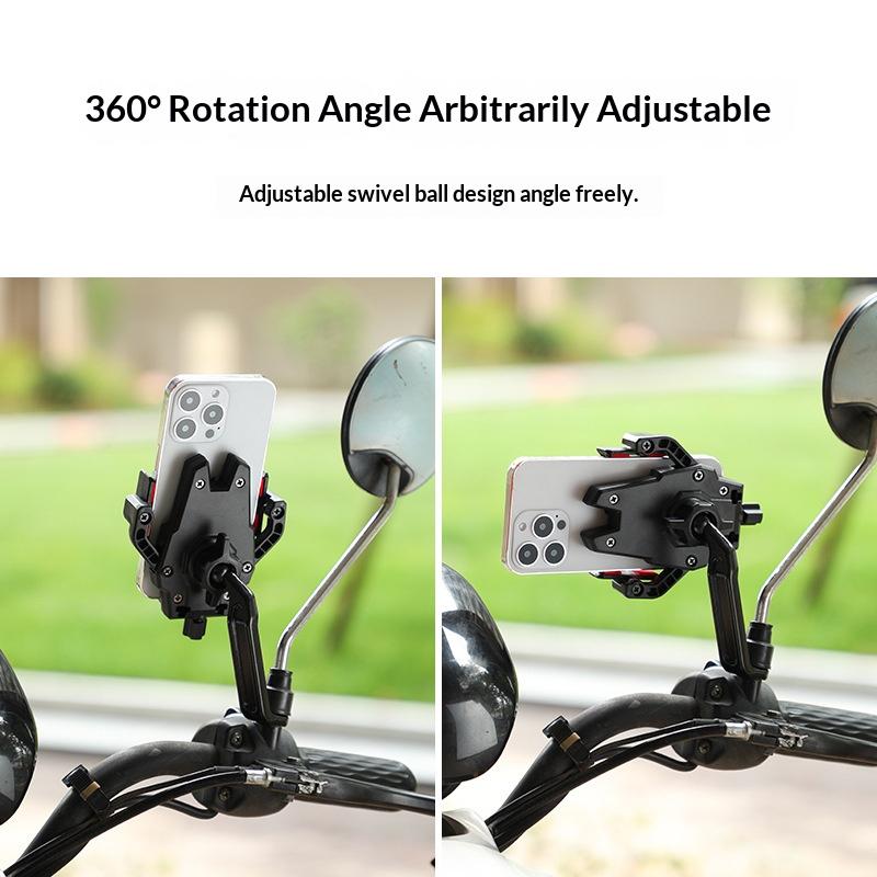 BENGGUO BG-1121 Bicycle Motorcycle Phone Holder 360-Degree Rotating Phone Mount for 55-95mm Devices Navigation Holder