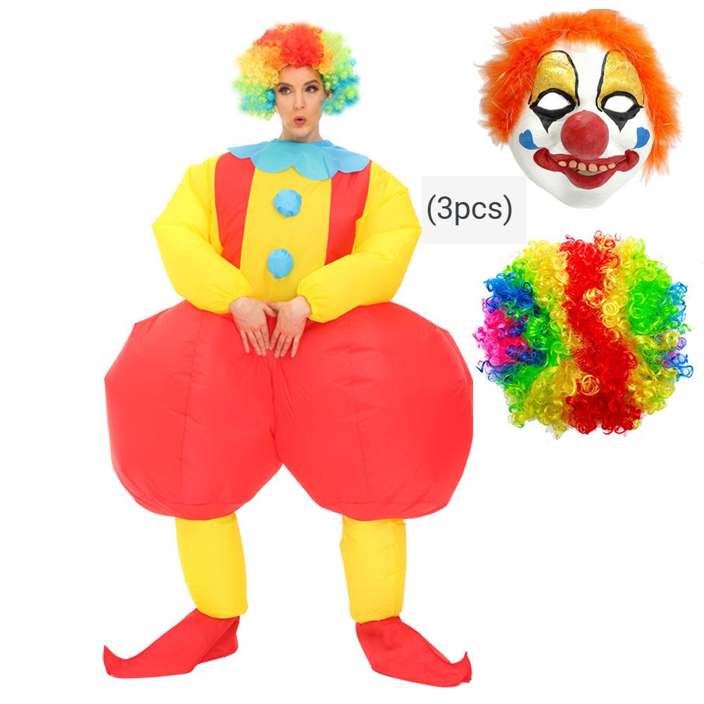 Bear And Girl Unisex Red Adult Big-Butt Clown Inflatable Costume With Wig And Mask 150-190Cm