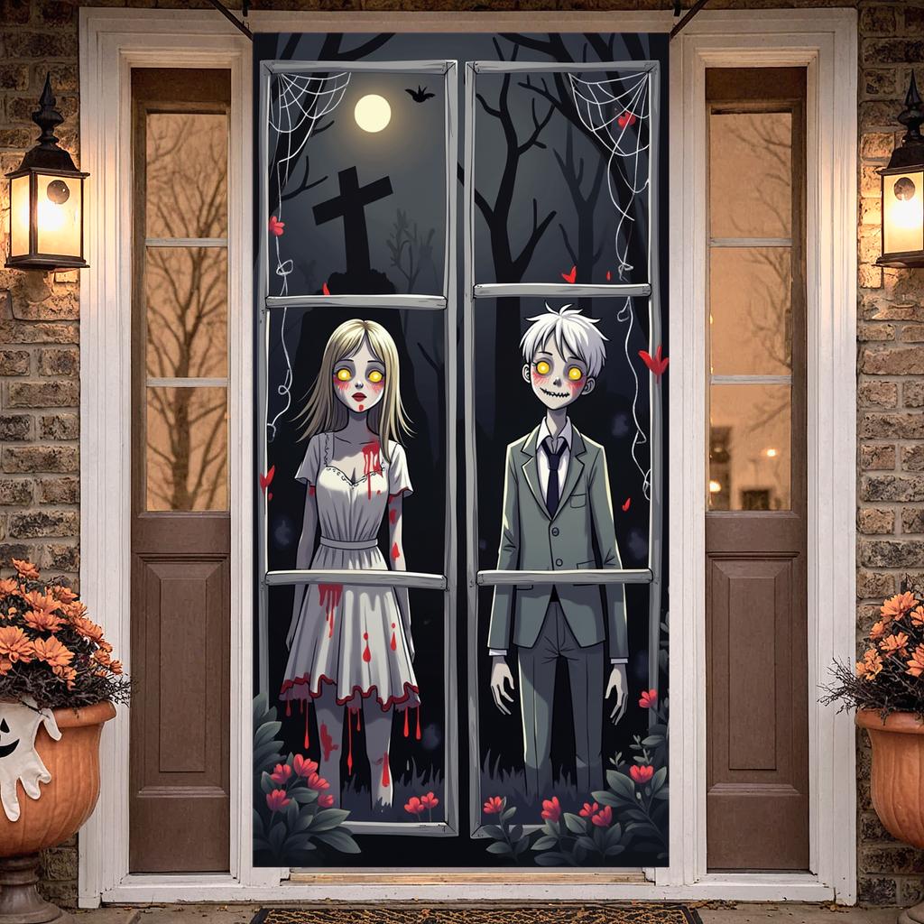 Bloody Scene Dark Forest Scary Backdrop Gothic Theme Halloween Prop For Halloween Party Spooky Event Ghost Story Setup