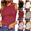 Women's Fashion Casual Solid Color Print Sleeveless O Neck Blouses & Shirts