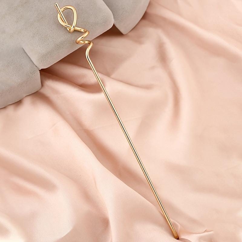 

1/2pcs Golden Hip-hop Style Simple And Casual Hairpin With Single Color Of Golden Twist Line Perfect Novel Headwear
