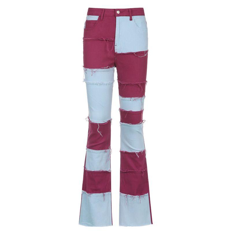 

Джинсы прямого кроя с высокой посадкой и контрастной строчкой, повседневные, зауженные Red L