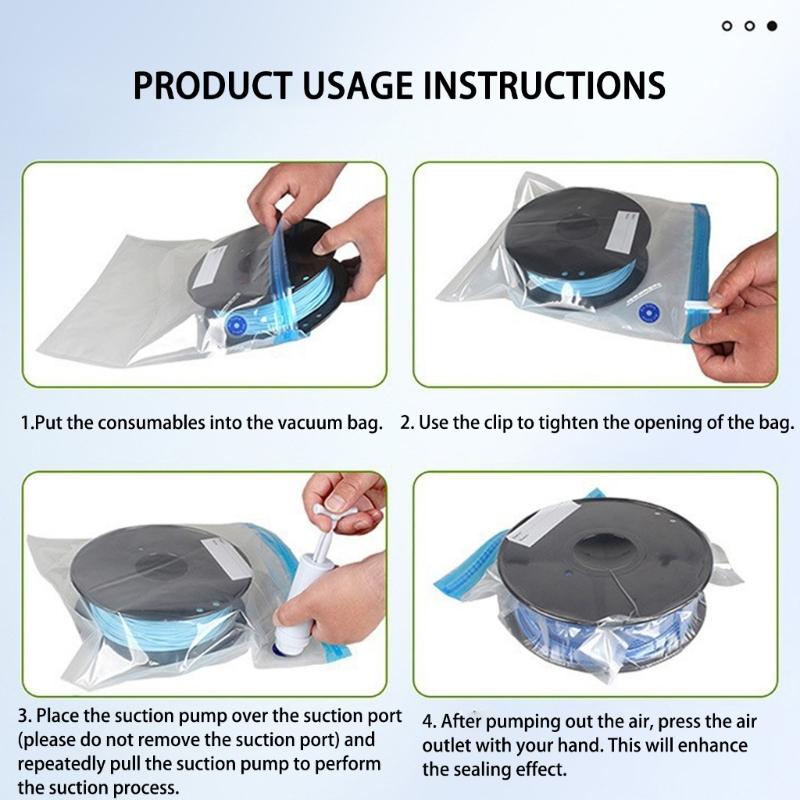 Heavy Duty 3D Printer Filament Vacuum Storage Bags Keep Dry Consumable Filament Bag with Powerful Electronic Pumping