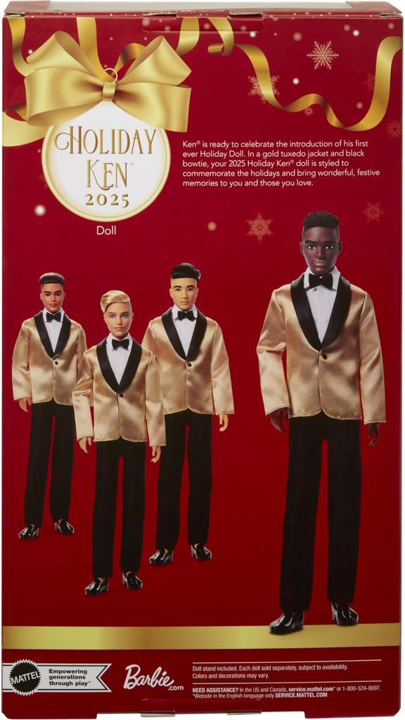 Barbie Holiday Dark Brown Signature Pretend Ages JGK57 Ken, Hair, Black, Dress-Up Doll/House, Play, 6+, Gold,
