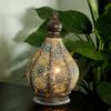 Moroccan Metal Hanging Lamp Battery Powered 29.5cm Tall Cordless Table Lamp for Home Decoration for Living Room Weddings