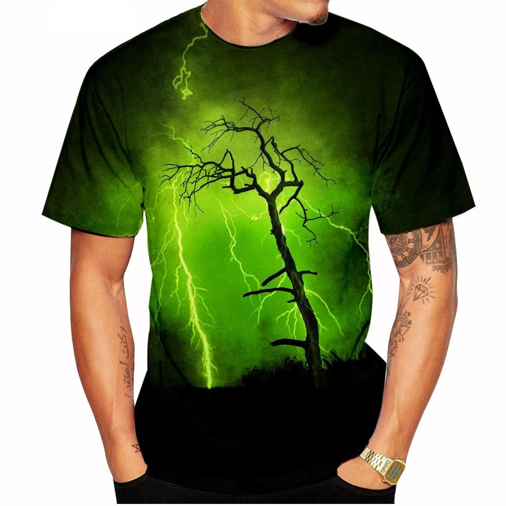 Letni Trend Mody Druk 3D Wzór Błyskawicy Personalizowany Fajny Nadruk Casualowy Wygodny T-shirt z Krótkim Rękawem