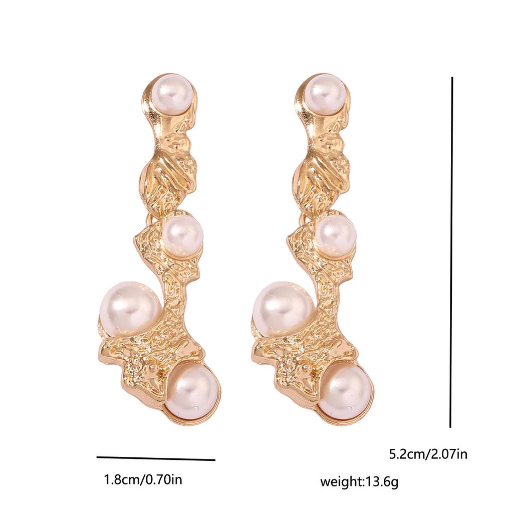 New fashionable pearl geometric lines for the imperial court, light luxury, versatile and personalized earrings, stud earrings and other accessories