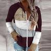 Color Block Hoodie Sweatshirt Cardigan Women Long Sleeve Zip Up Sweater