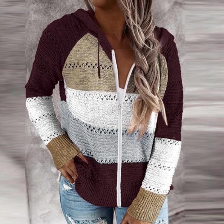 

Толстовка свитшот кардиган Color Block женский с длинным рукавом на молнии S винный