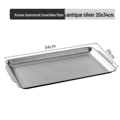 Jingbeier Korean Style Hammered Stainless Steel Serving Tray