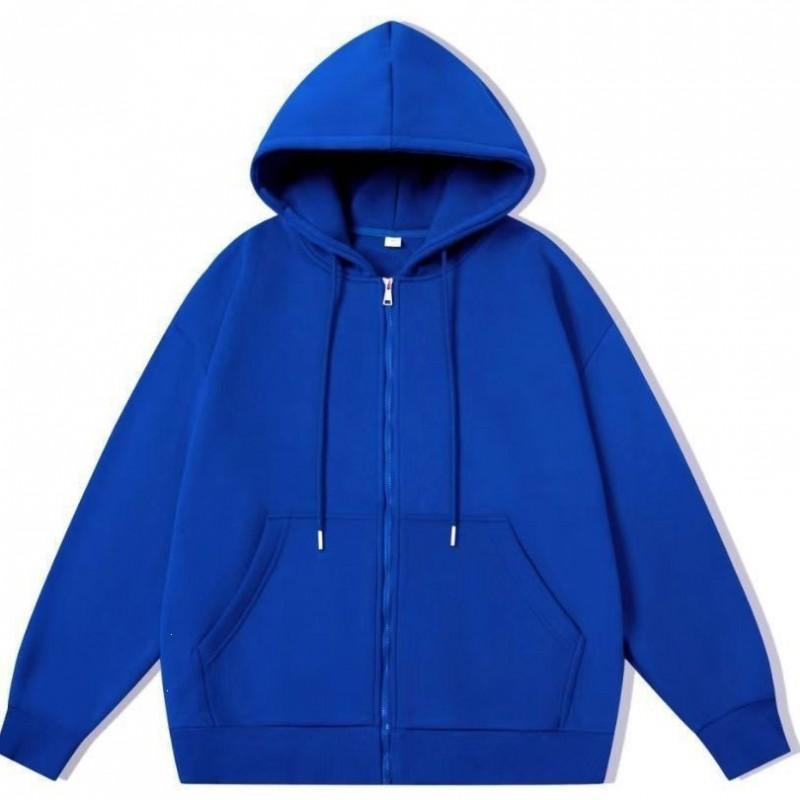 Womens Zip Up Hooded Sweatshirt Loose Fit Solid Color Casual Versatile Multiple Colors American Street Style