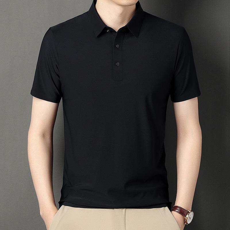 2024 Men's Summer Seamless Short-Sleeve Polo Ice Silk Stretch Shirt