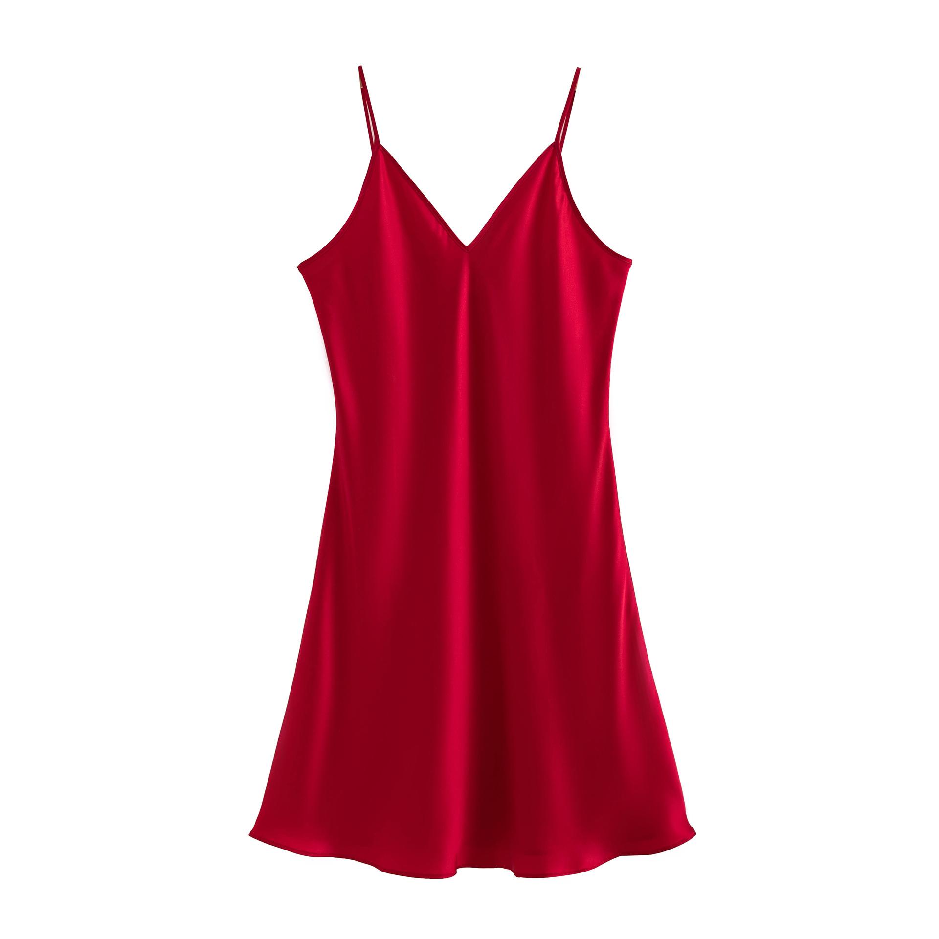 Sexy silk nightgown simple loungewear women s mulberry silk pajamas V-neck sexy comfortable suspender skirt summer thin S
