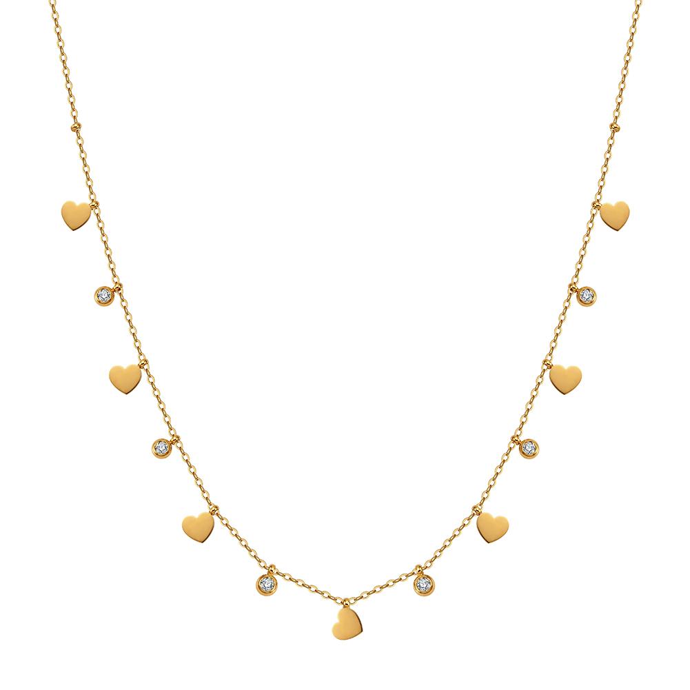 EFFIE QUEEN Stainless Steel Simple Zircon Star Heart Necklace Waterproof Metal Heart Star CZ Collar Choker Chain Jewelry STKN26