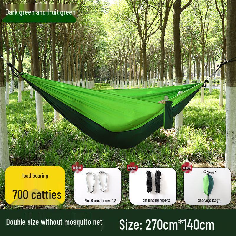 Quick-Open Double Parachute Cloth Hammock with Mosquito Net - Indoor/Outdoor Swing for One Person