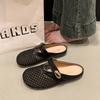 Flat-bottomed French bag head, half slippers, outer wear women's shoes, spring and summer 2025 new mesh breathable and comfortable soft-soled sandals