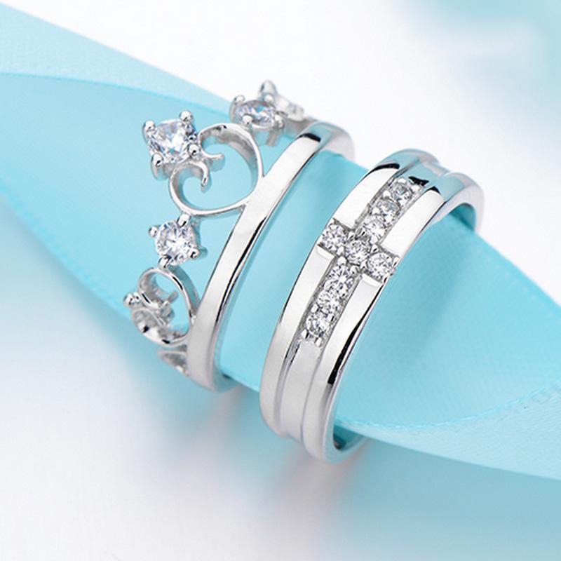 2Pcs 925 Silver Couples Ring Sets Light Polishing Simple Ring for Woman Man Classic Wedding Fine Jewelry Circle