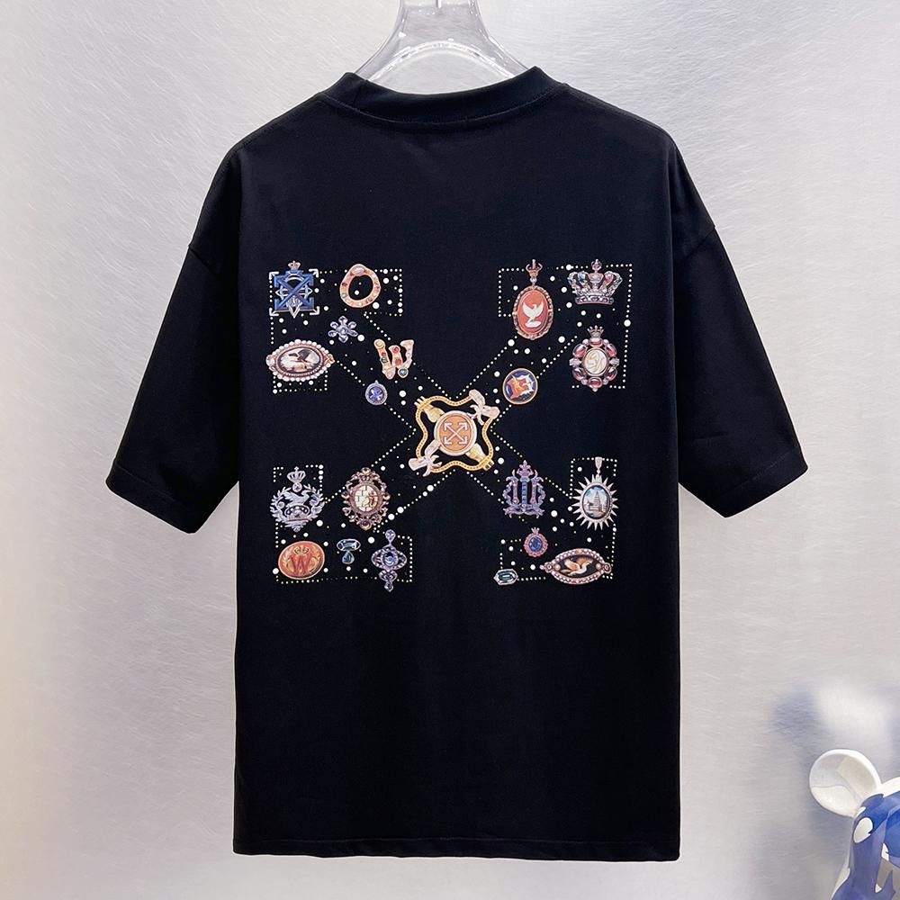 9281 Off-White Sommer Herren und Damen Reines Baumwoll Print Oversized T-Shirt Street Wear