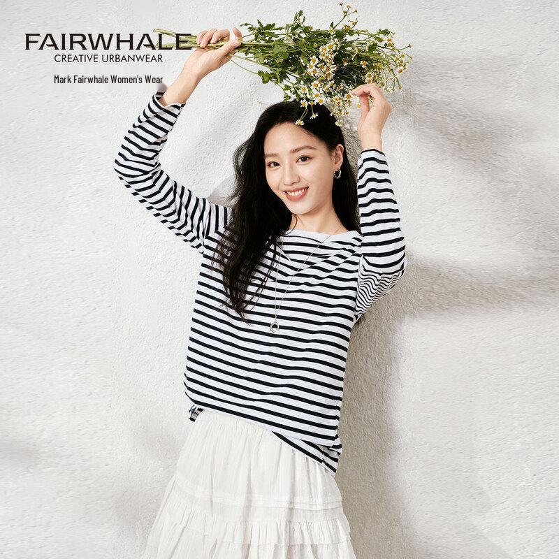Mark Fairwhale Women's Striped 100% Cotton Long-Sleeve T-Shirt