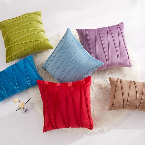 45x45CM Modern Square Pillow Shams Pressing Line Pattern Solid Color Plush Pillowcase Invisible Zipper Closure Sofa Cushion Cover Home Decoration