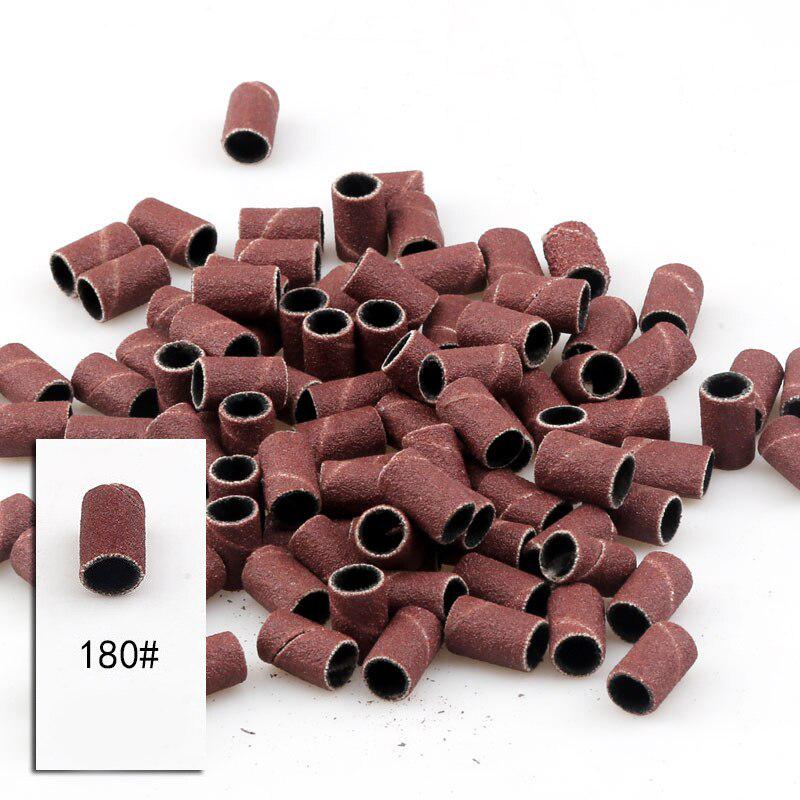 100pcs Nail Art Sanding Bands 80# 120# 180# Grinding Sand Ring Bit Manicure Tools