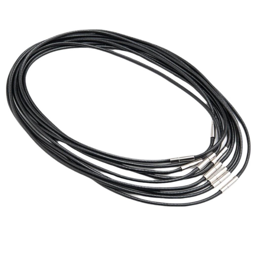 Black Leather Rope Necklace 45cm DIY Pendant Braided Cord Necklace with Clasp Waterproof Cord Chain Line String Men Women