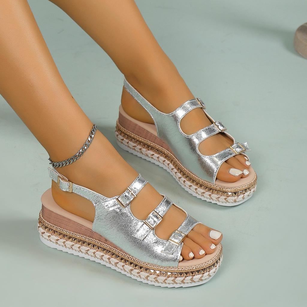 Women Wedges Sandals 2024 Summer Beach Buckle Sandals Non Slip Clogs Flip Flop Platform Sandals Shoes for Women Zapatos De Mujer