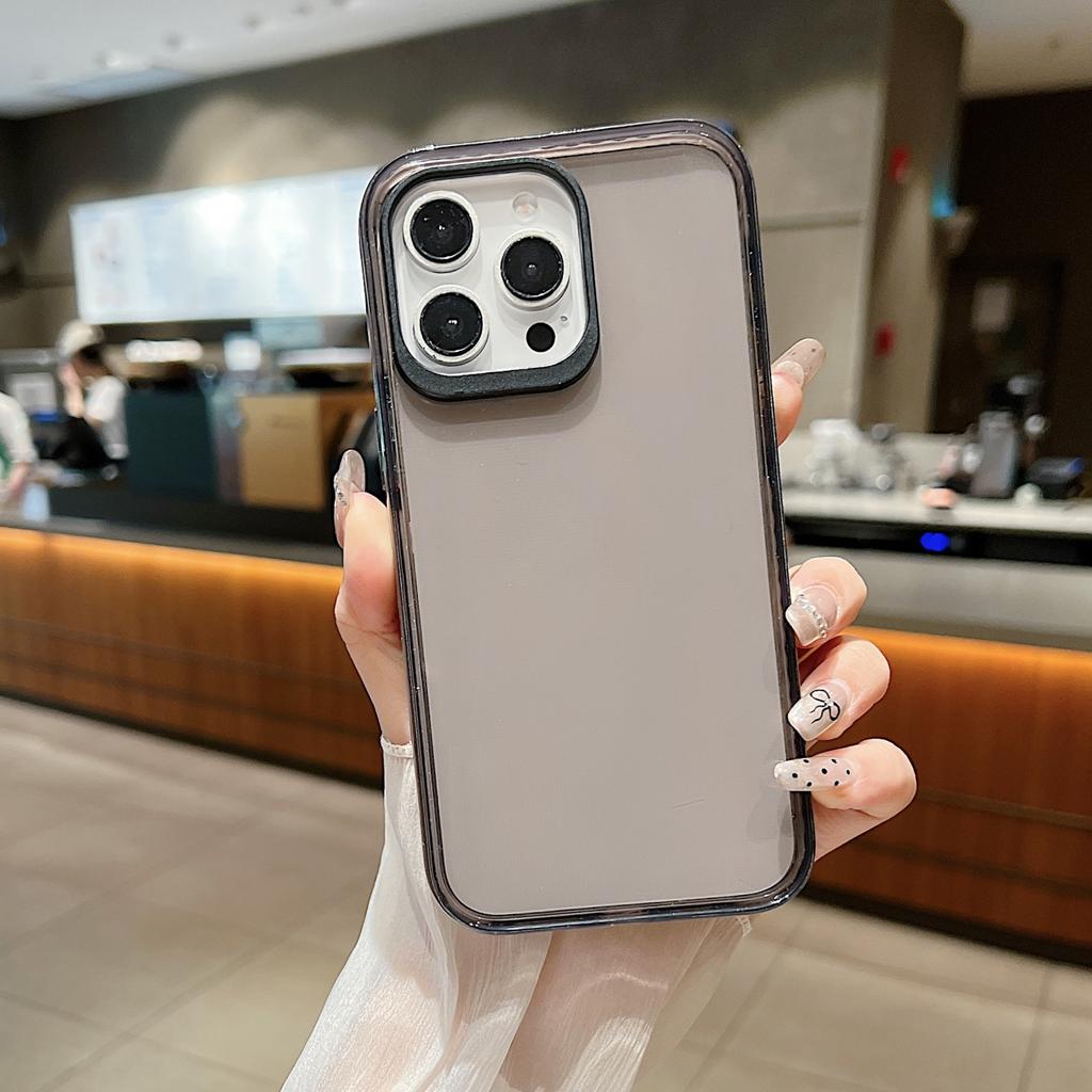 5-meter Anti-drop Thickened Colored Transparent Double-piece TPU Phone Case, Suitable for Black Ring Protective Case of IPhone15 PRO